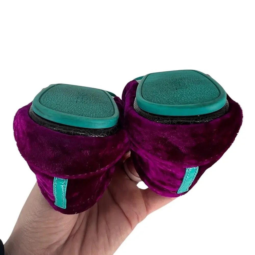 Tieks Tyrian Purple Crushed Velvet Ballet Flats Limited Edition 9 - Picture 11 of 13